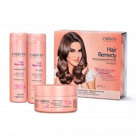 Pack d'entretien Hair Remedy Cadiveu 3 produits : 1/ shampoing 250ML + 2/ conditionneur 250ML + masque 200ML