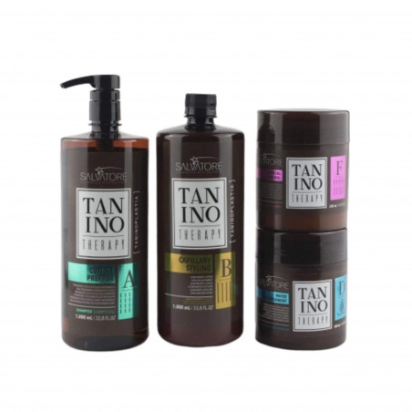 Kit lissage tanin A-B-D-F Tanino Therapy Salavatore lissant et réparateur pour cheveux abîmés et cassants