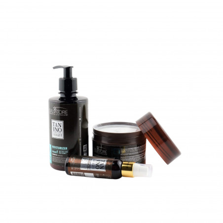 Kit Premium Moisturizer Tanino Therapy Salvatore shampoing (300ML) + masque ouvert (250ML) + huiles essentielles E (60ML)