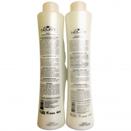 Kit lissage brésilien Maxx Platinum + shampoing clarifiant All Line Nouar 2x1L  (dos)