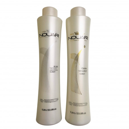 Kit lissage brésilien Cacau Platinum + shampoing clarifiant All Line Nouar Professional 2x1L