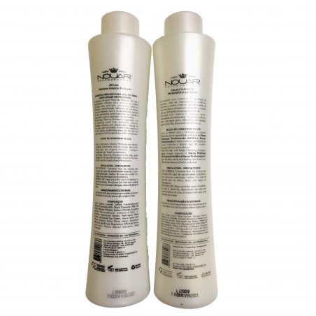 Kit lissage brésilien Cacau Platinum + shampoing clarifiant All Line Nouar Professional 2x1L (dos)
