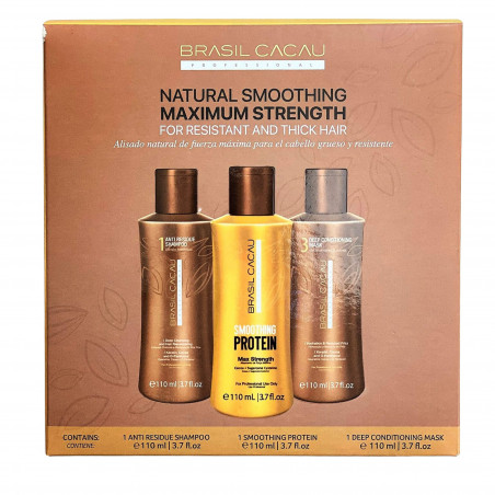 Pack lissage brésilien Smoothing Protein Brasil Cacau Cadiveu 3 x 110 ml (recto)