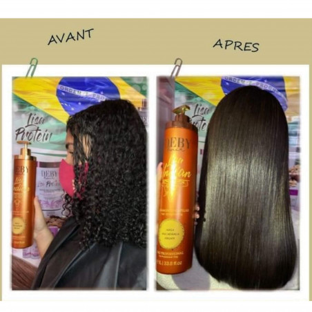 Lissage indien Lisa Indian Deby Hair 1L (avant/après, vue 1)